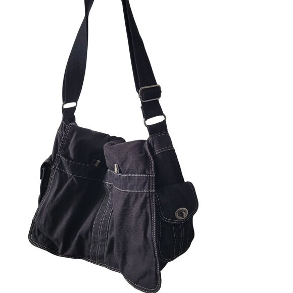 Fossil Black Canvas Shoulder Messenger Bag With Multiple Pockets Adj Strap - Picture 10 of 15